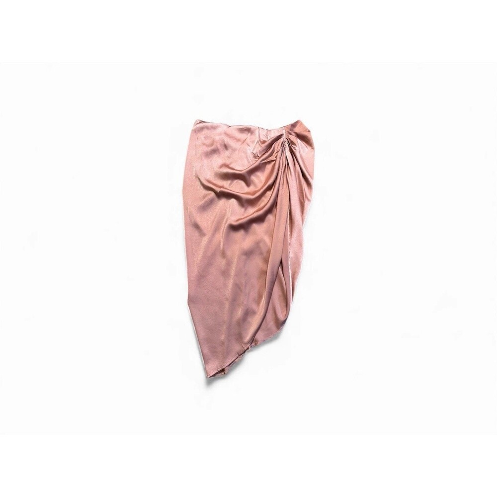 Plus Size Satin Skirt Womens 2X MIDI Soft Pink Gathered Trumpet Fairy Ethereal